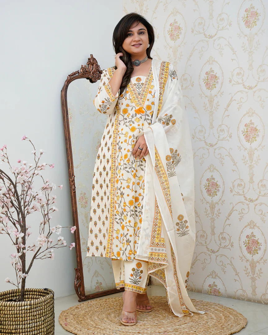 Ruhi Cotton Embroidered A-line Divider set - Image 2