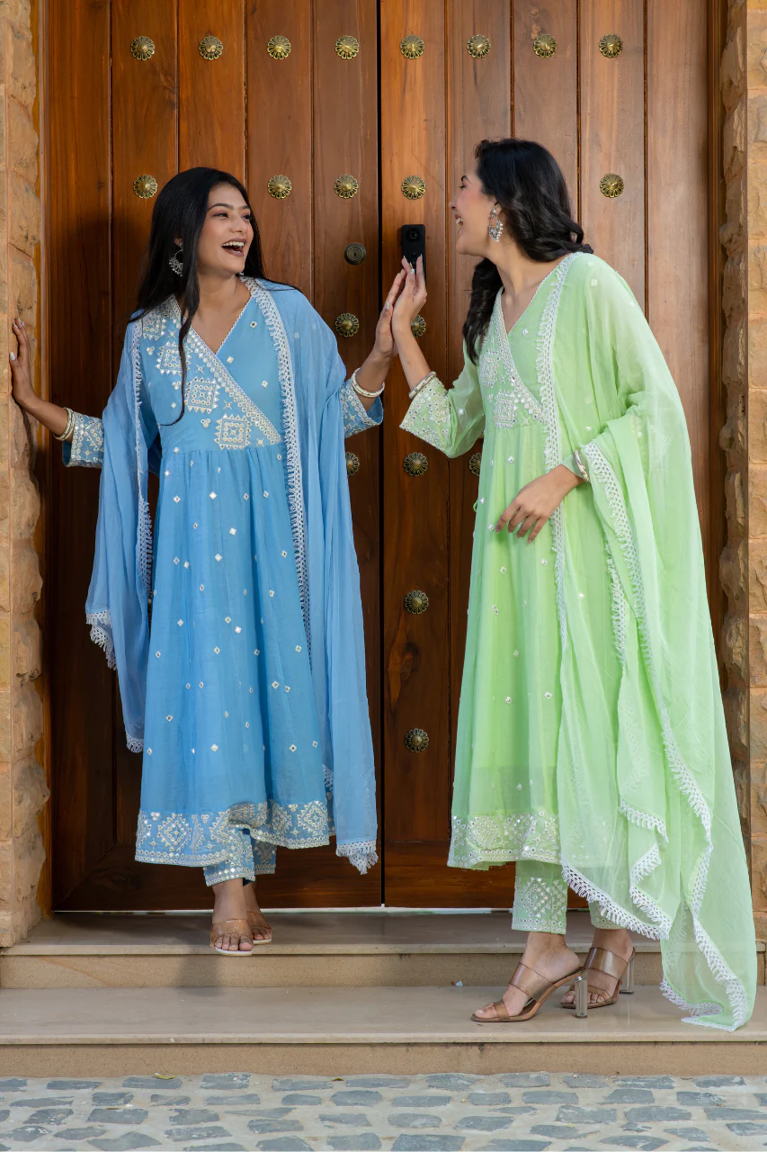 Sahaj Mul Cotton Embroidered Anarkali Set - Image 10
