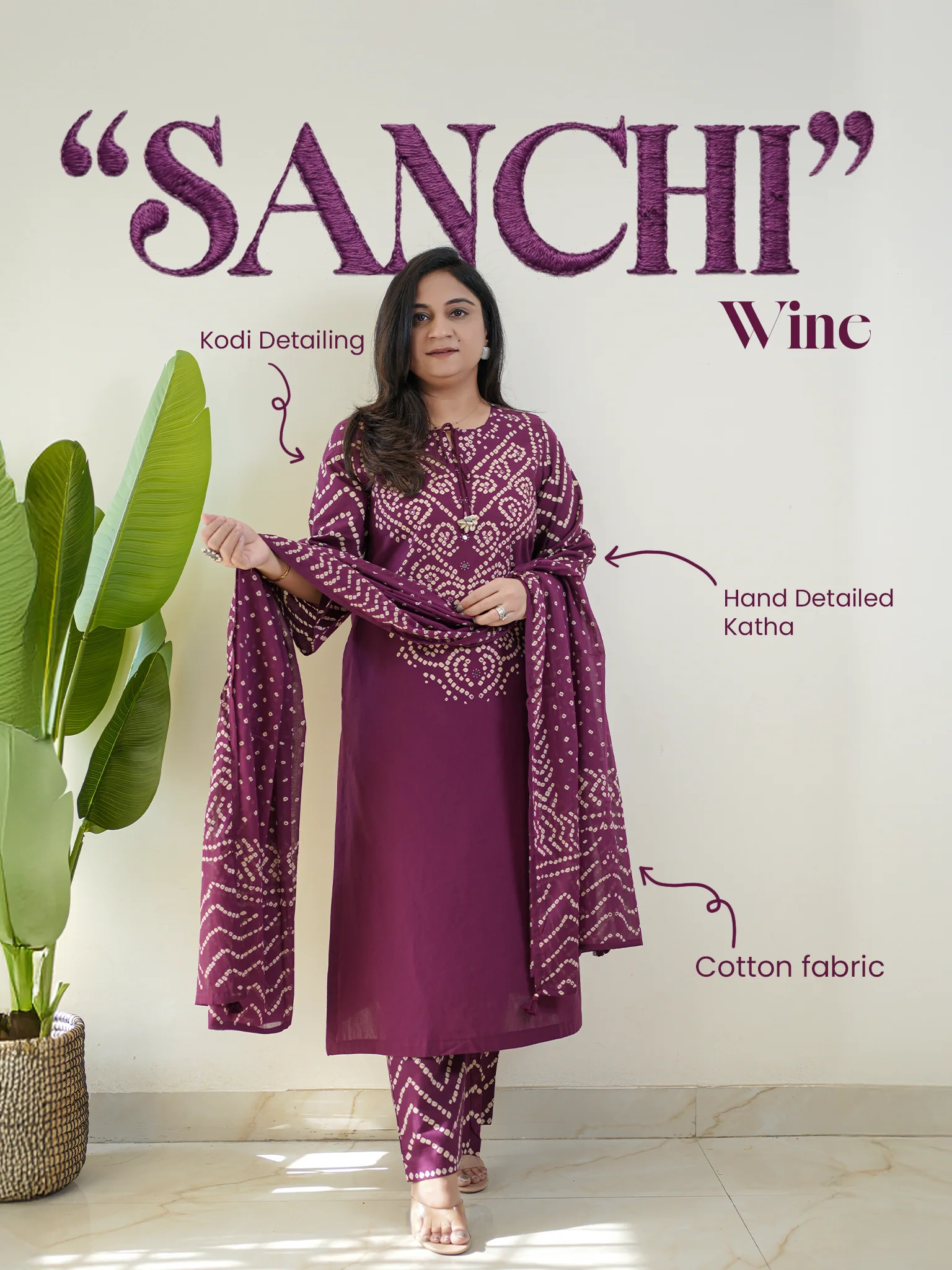 Sanchi Cotton Bandhani Straight Pant Set - Image 5