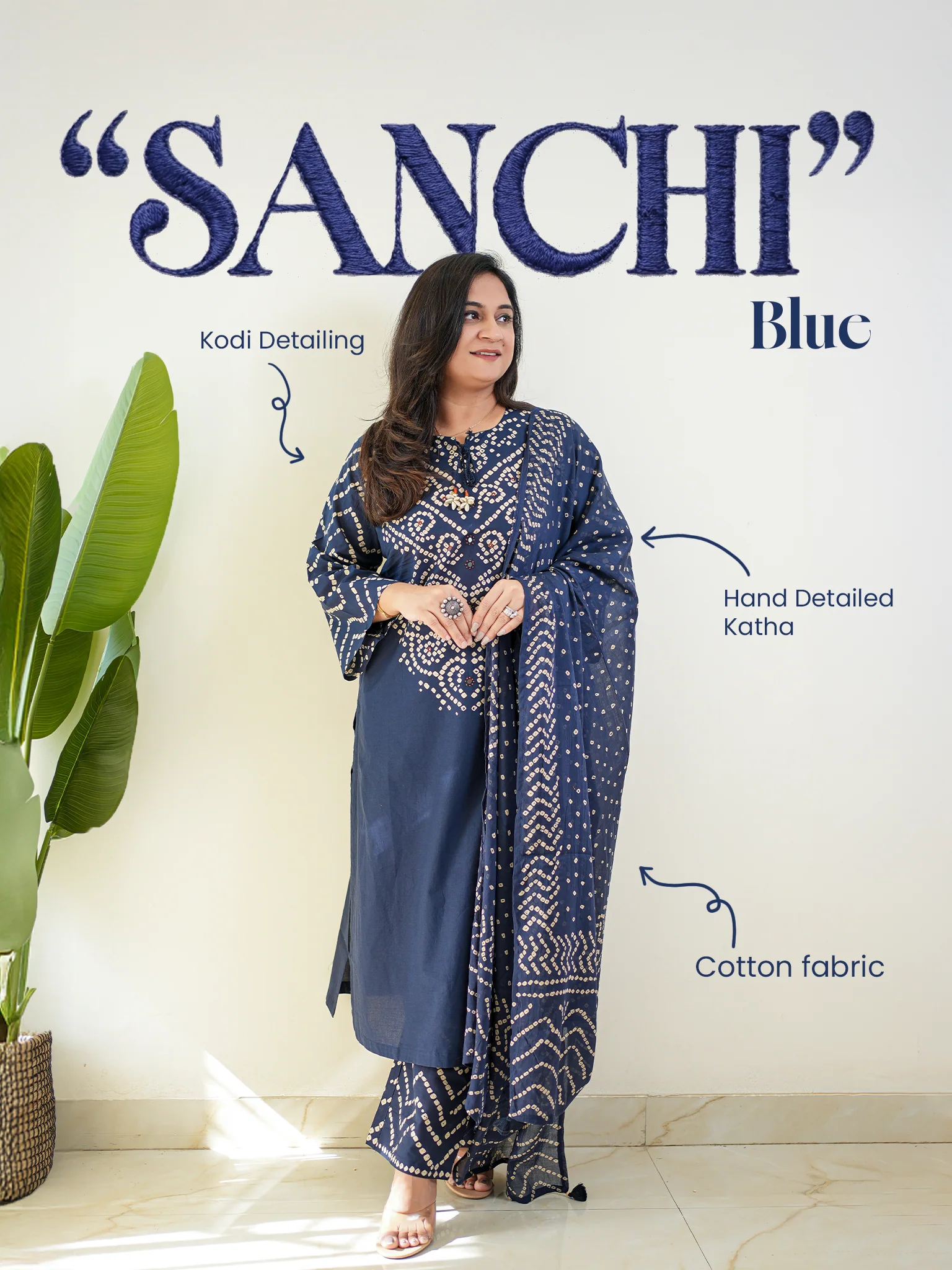 Sanchi Cotton Bandhani Straight Pant Set - Image 6
