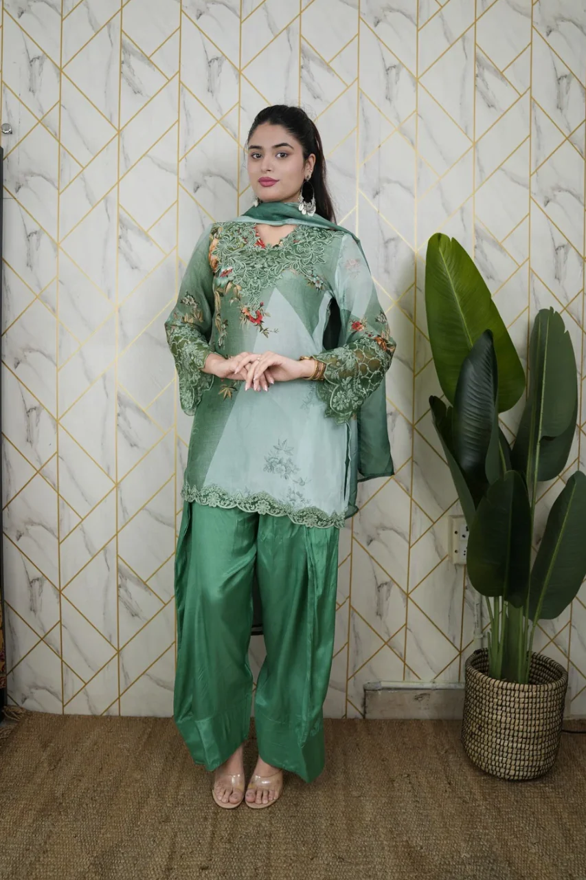 Sara Green Premium Crepe Detailed Farshi Salwar Set - Image 4