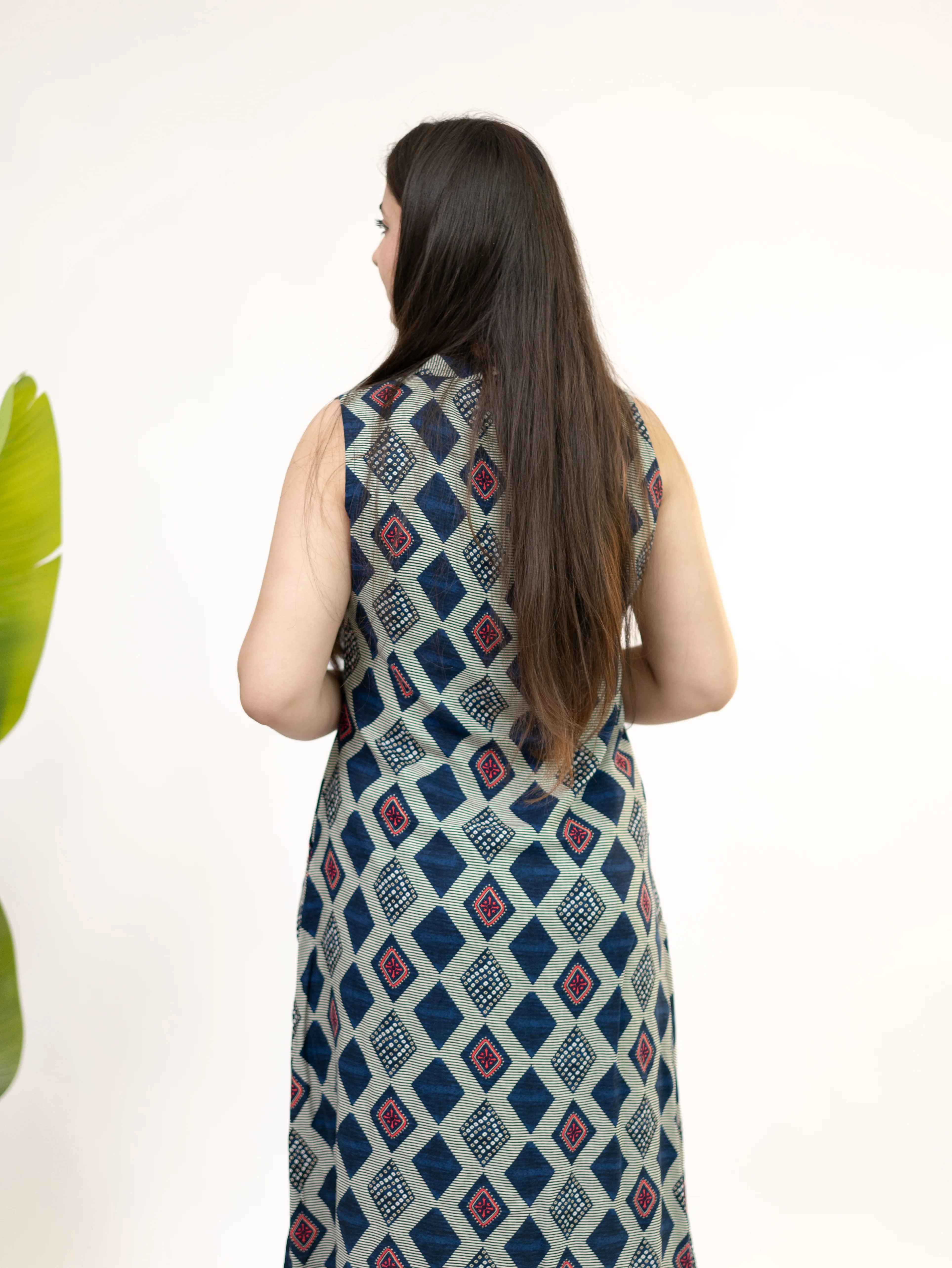 Sarya Blue Diamond Rayon A-line Coord Set - Image 12