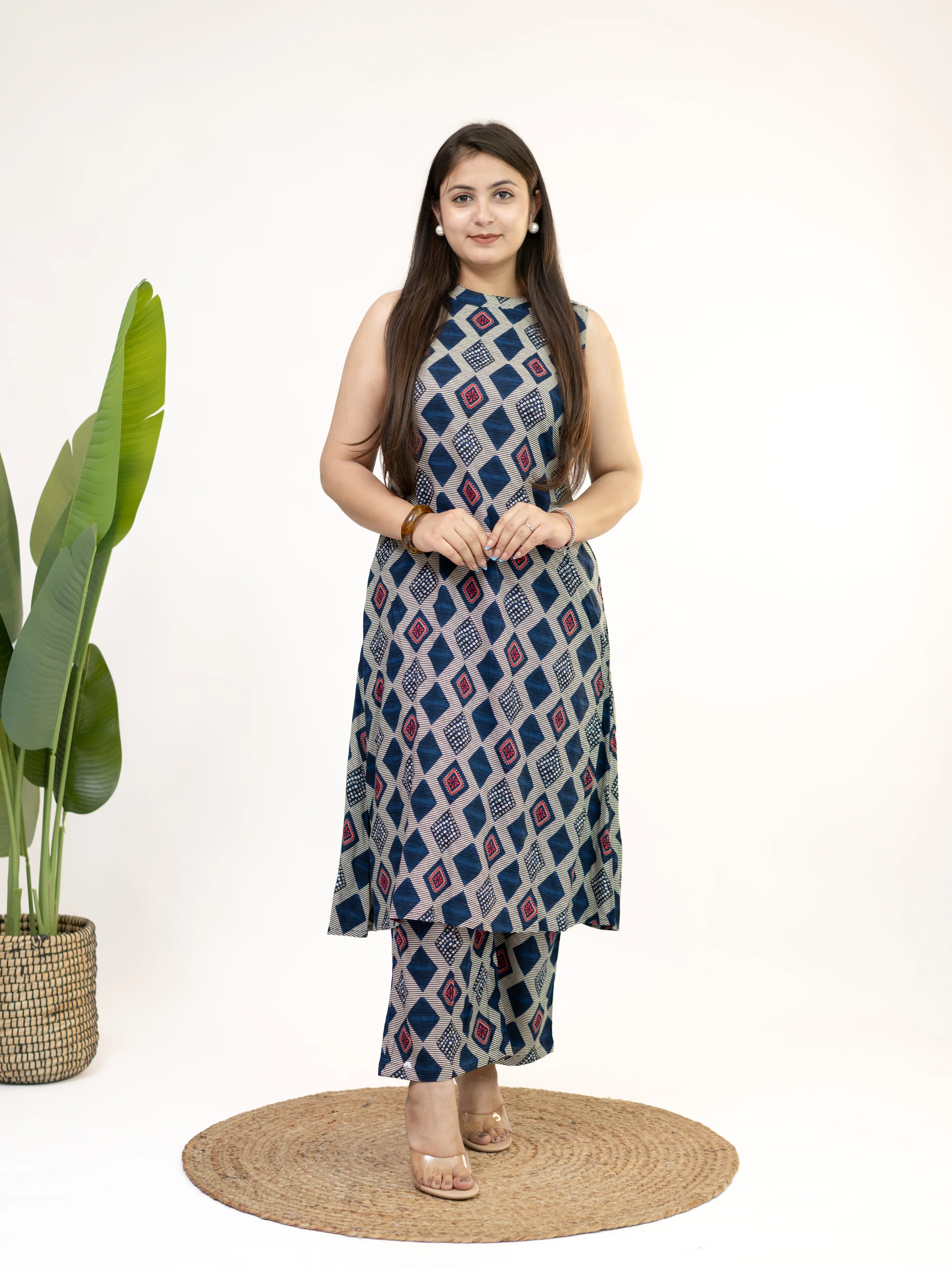 Sarya Blue Diamond Rayon A-line Coord Set - Image 4