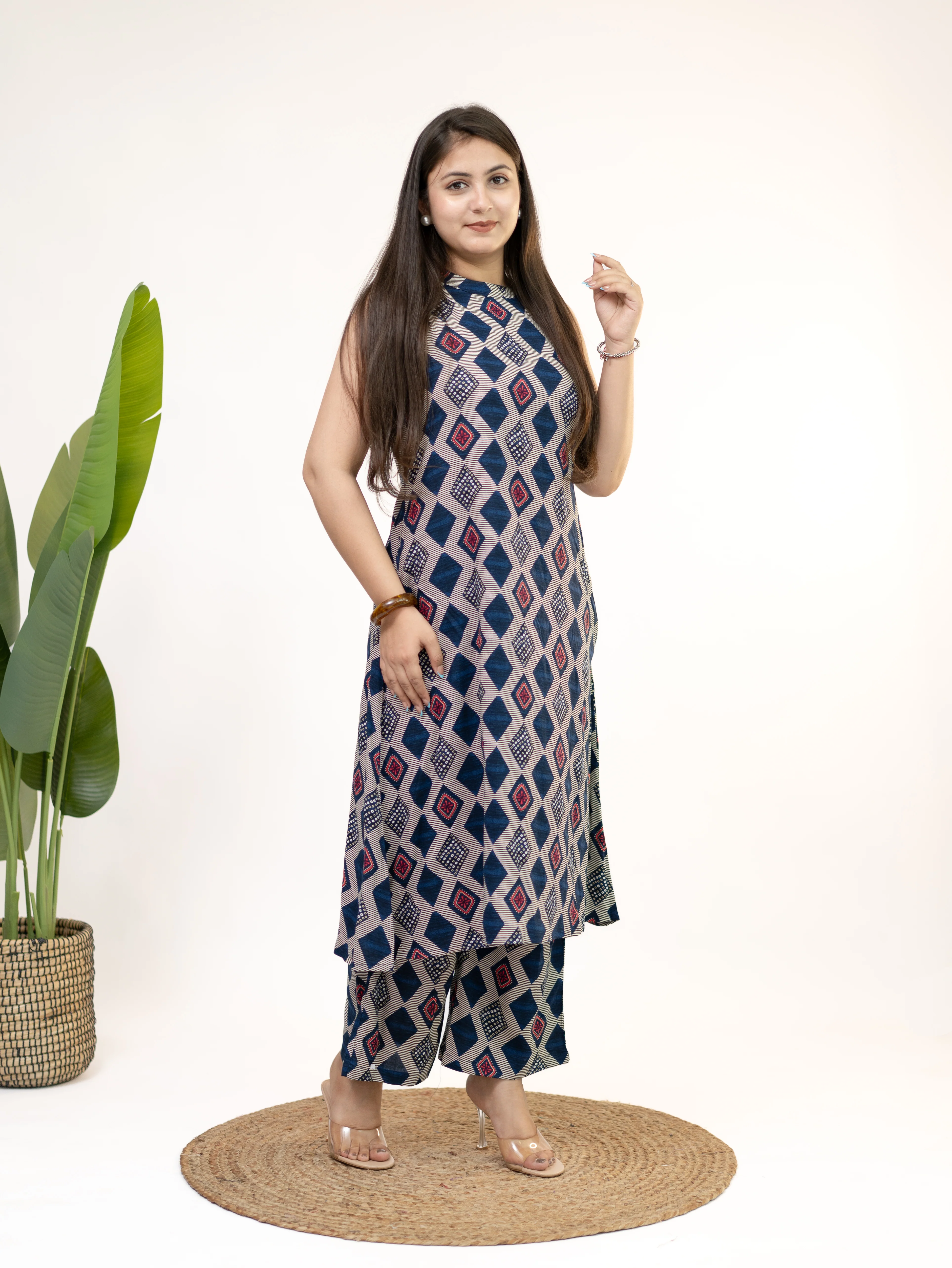 Sarya Blue Diamond Rayon A-line Coord Set - Image 5