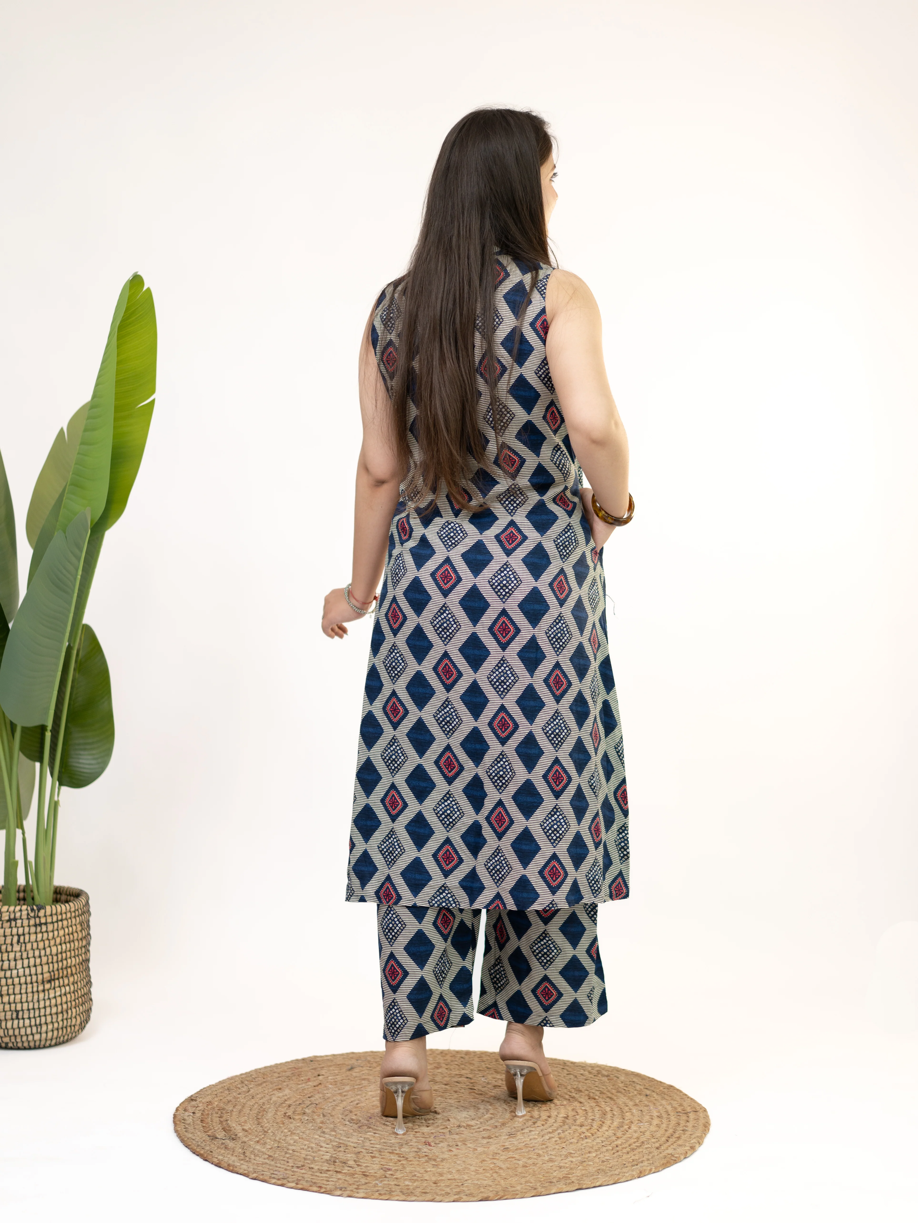 Sarya Blue Diamond Rayon A-line Coord Set - Image 7
