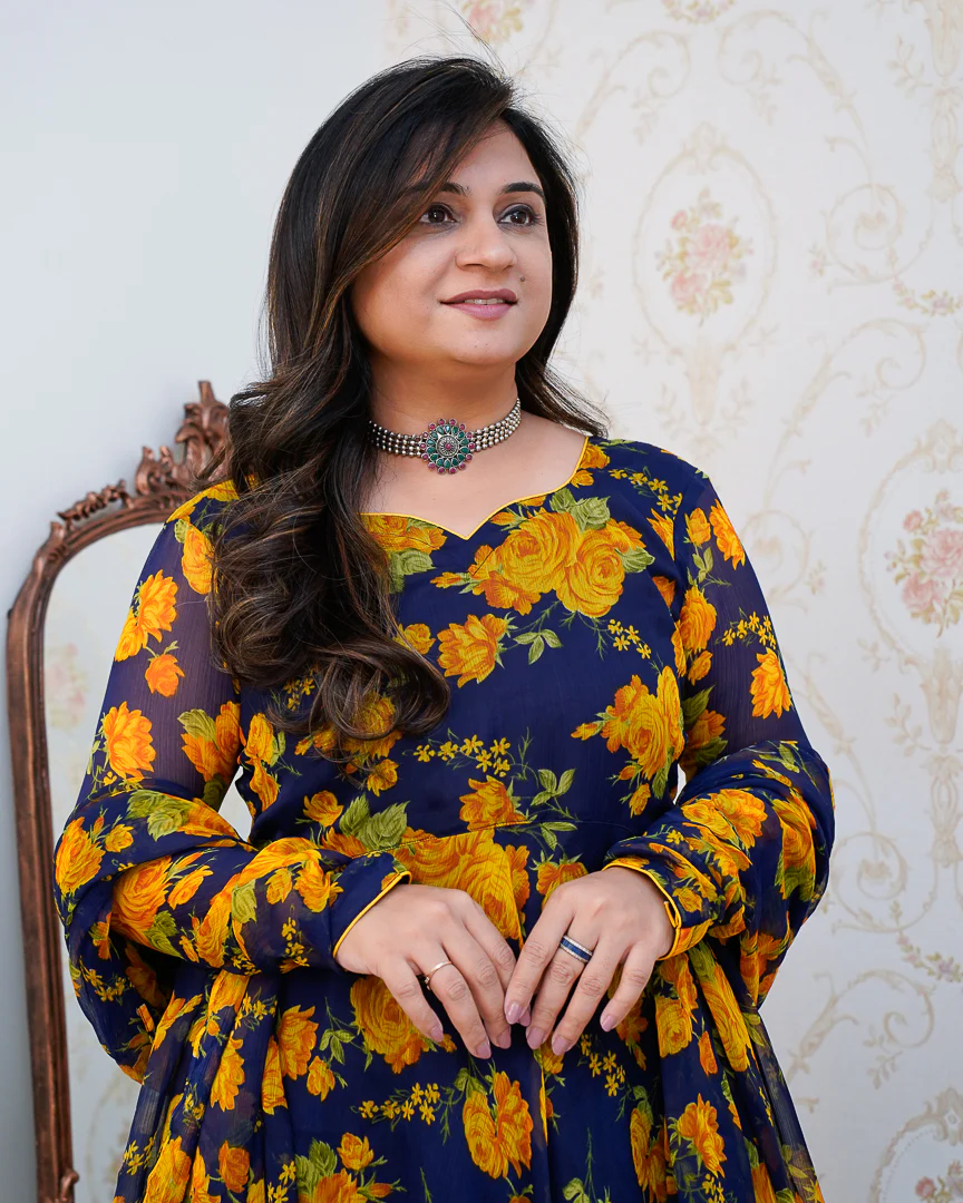 Shibani Floral Chiffon Anarkali Set - Image 6