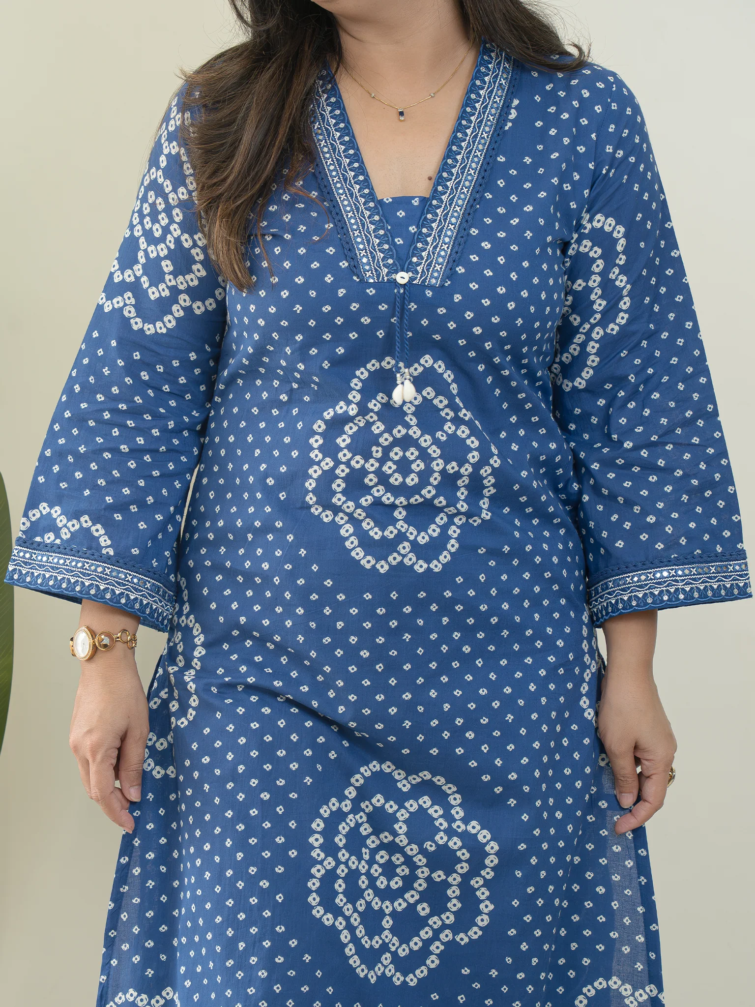 Srisha Blue Cotton Bandhani Leheriya Dupatta Set - Image 7
