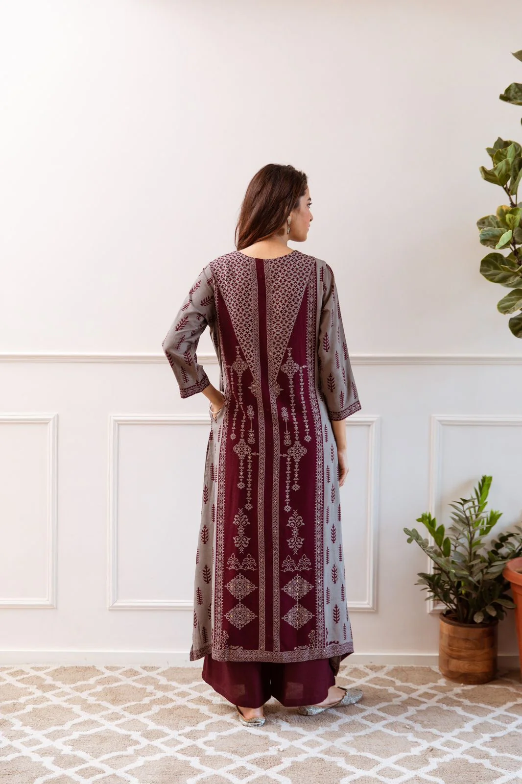 Taara Rayon A-line Handembroidered Plazo Set with Pocket - Image 7