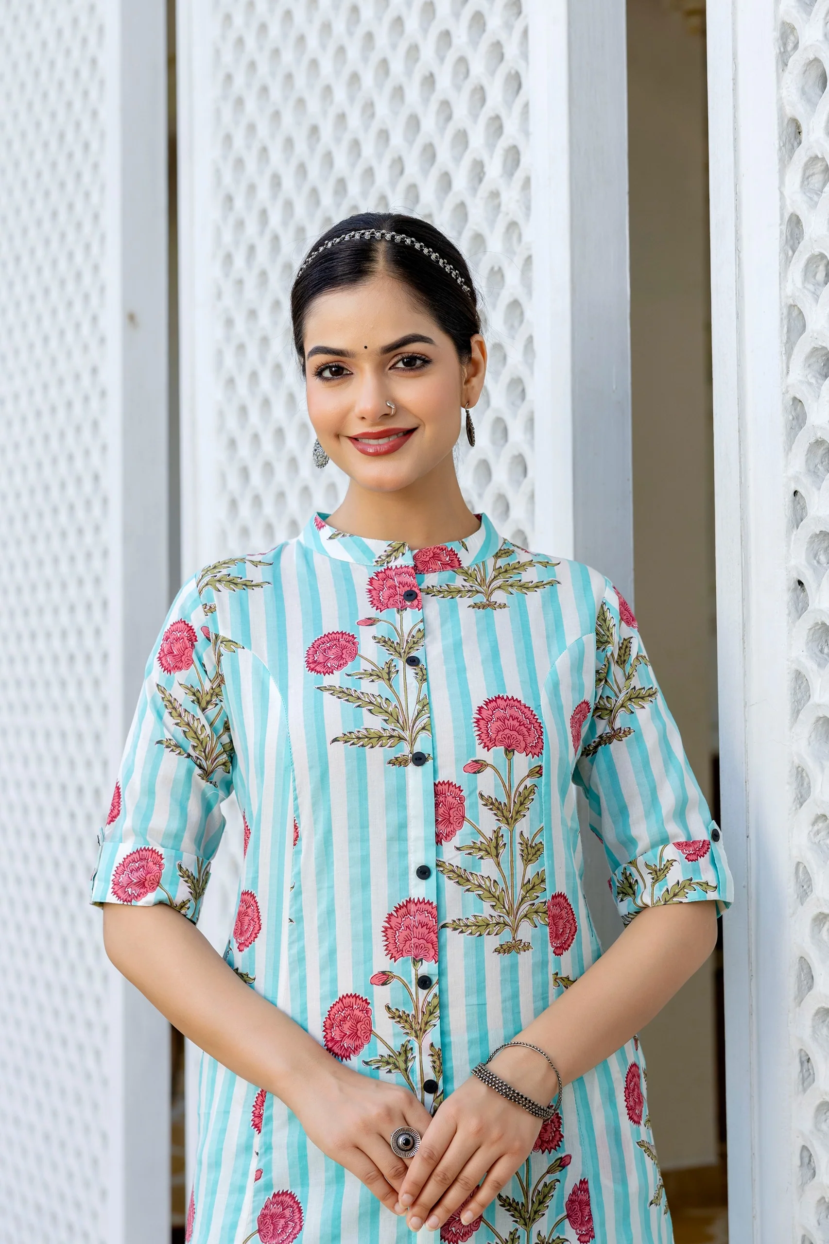 Taru Cotton Floral A-line Casual Coord Set - Image 8