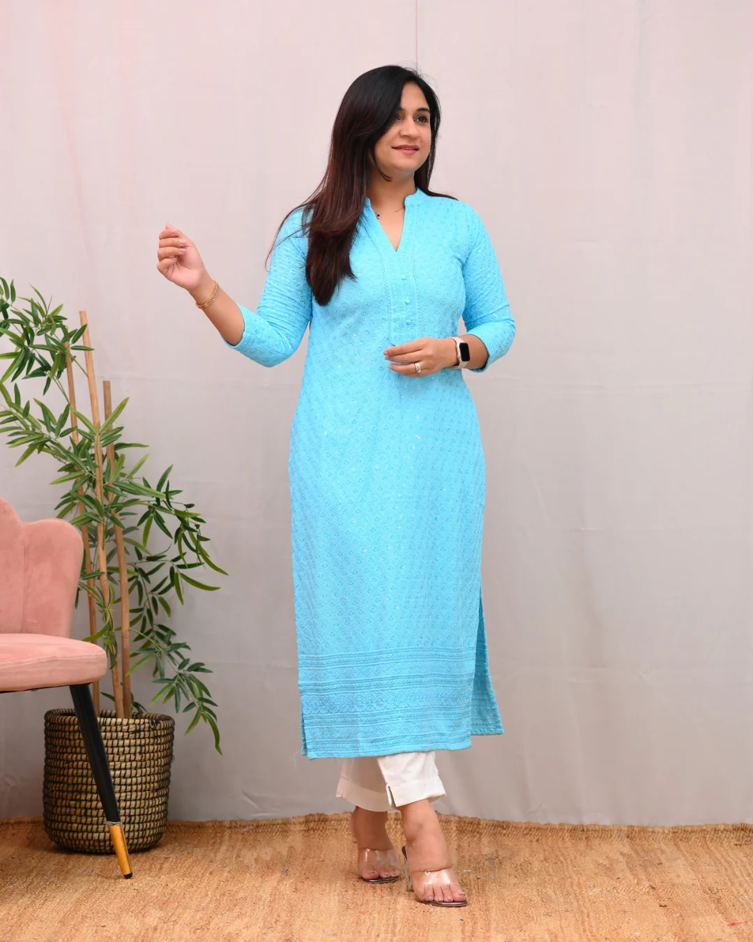 Venus Rayon Chikankari Casual Straight Kurta - Image 5