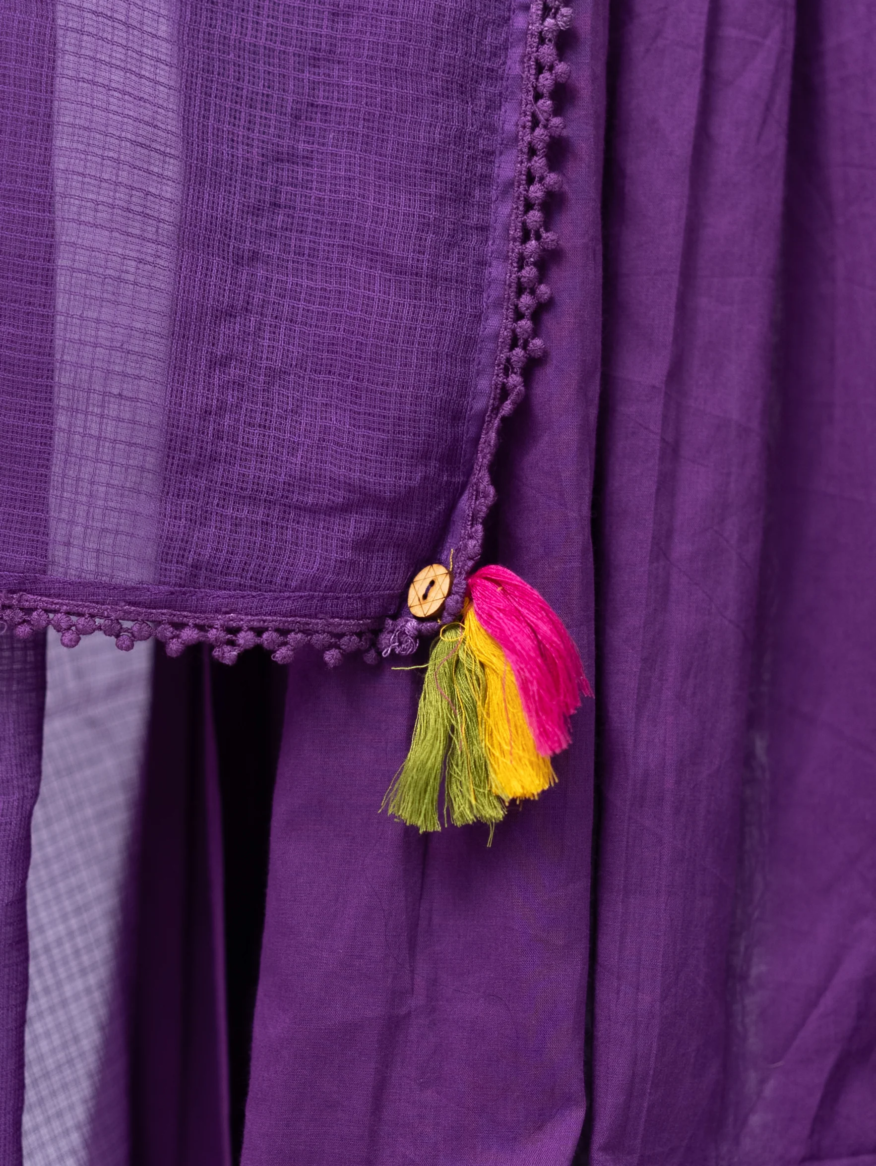 Vrishti Purple Mul Cotton Embroidered Anarkali Dupatta Set - Image 9