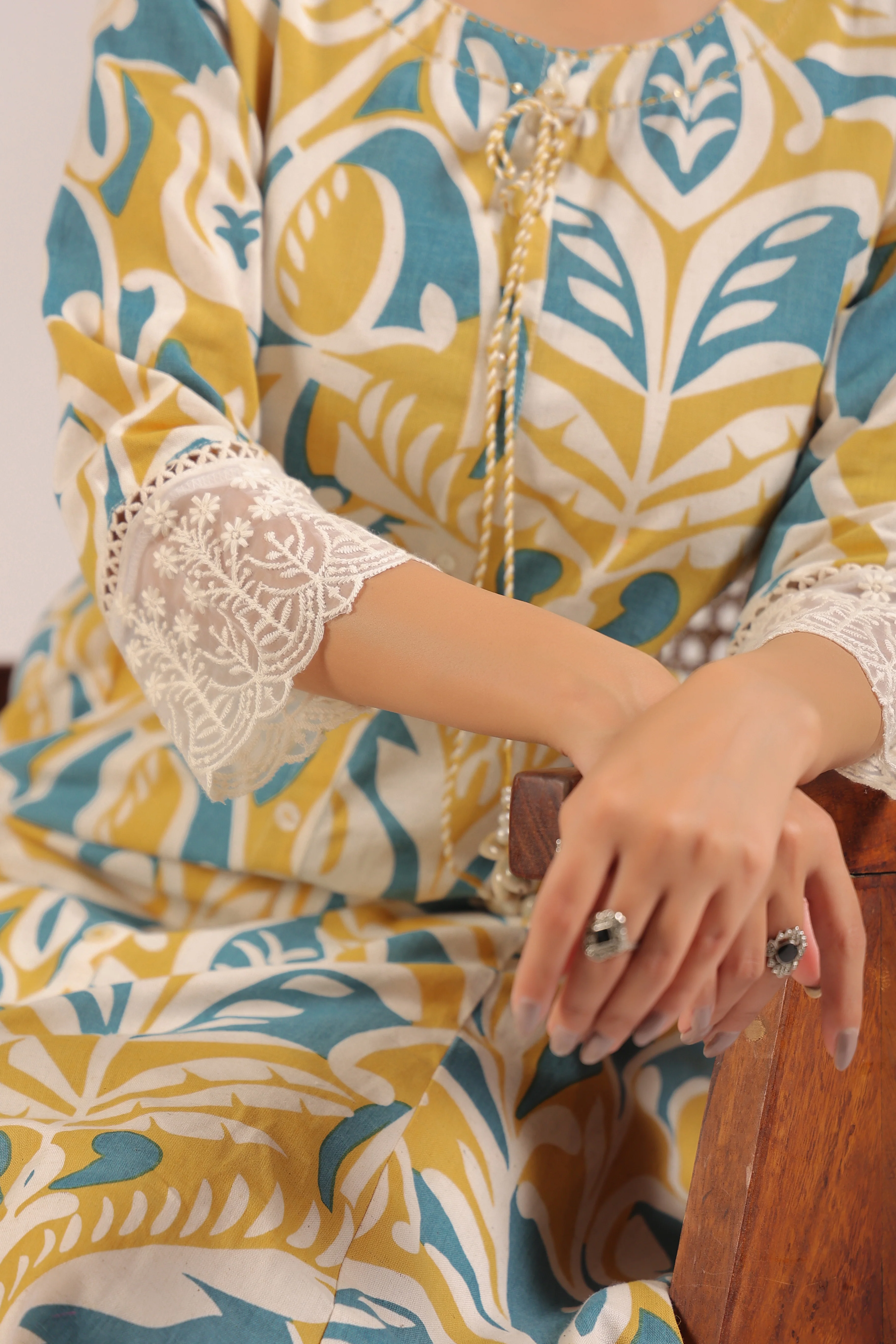 Amber Yellow A-line Cotton casual Pant Set - Image 14