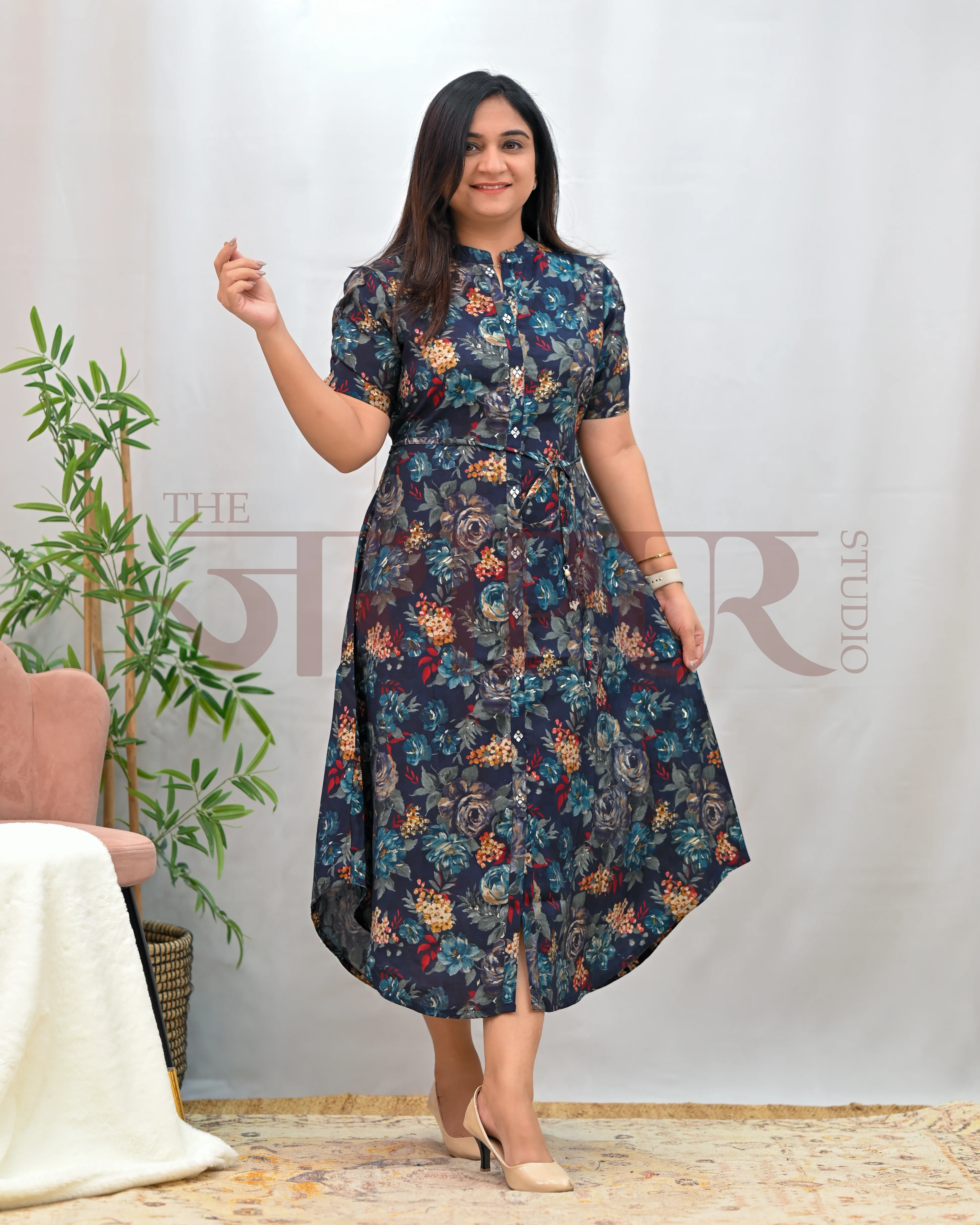 Zaina Muslin Floral Long Gown - Image 2