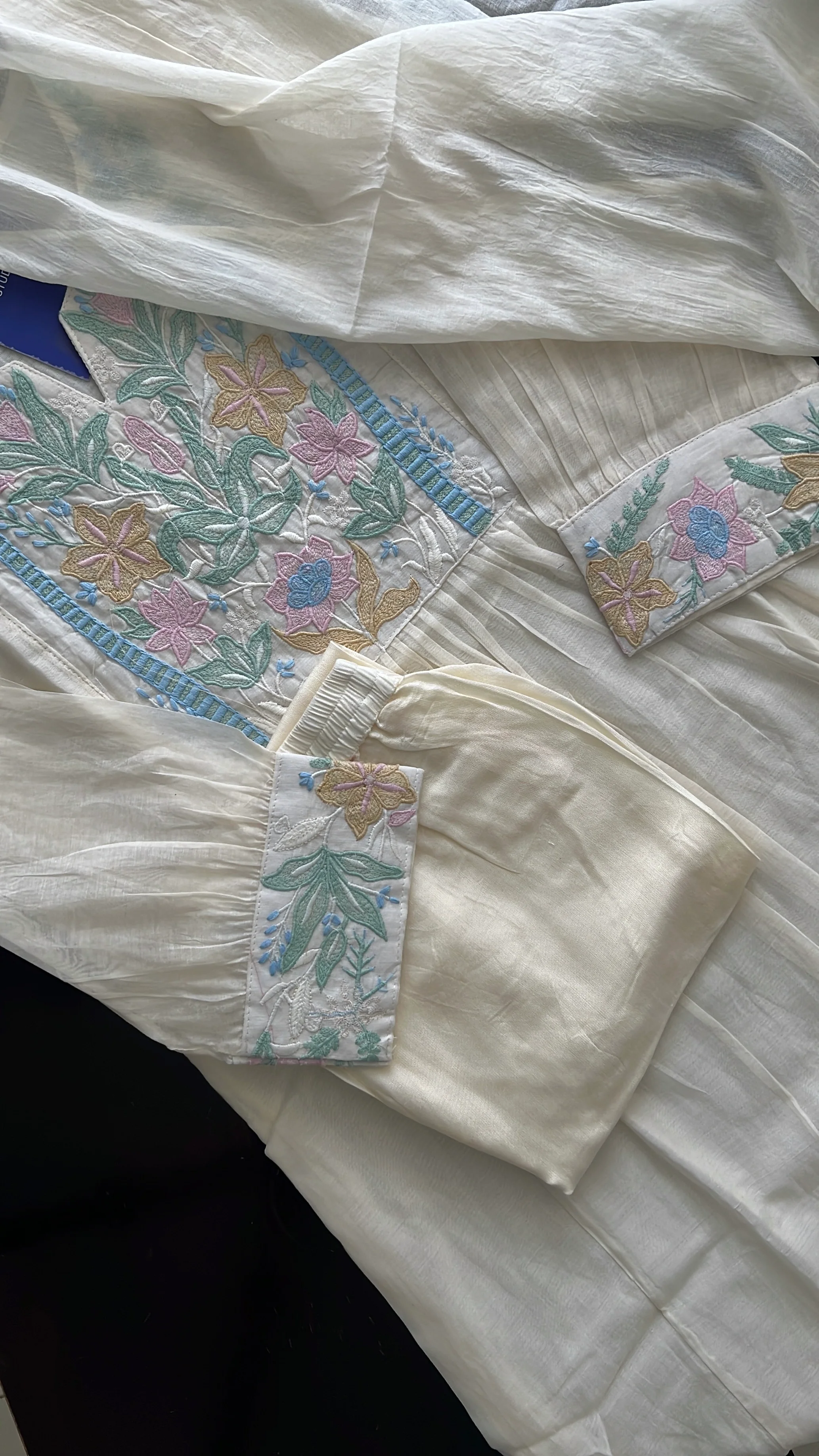Zainab Chanderi Embroidered A-line pant Set - Image 8