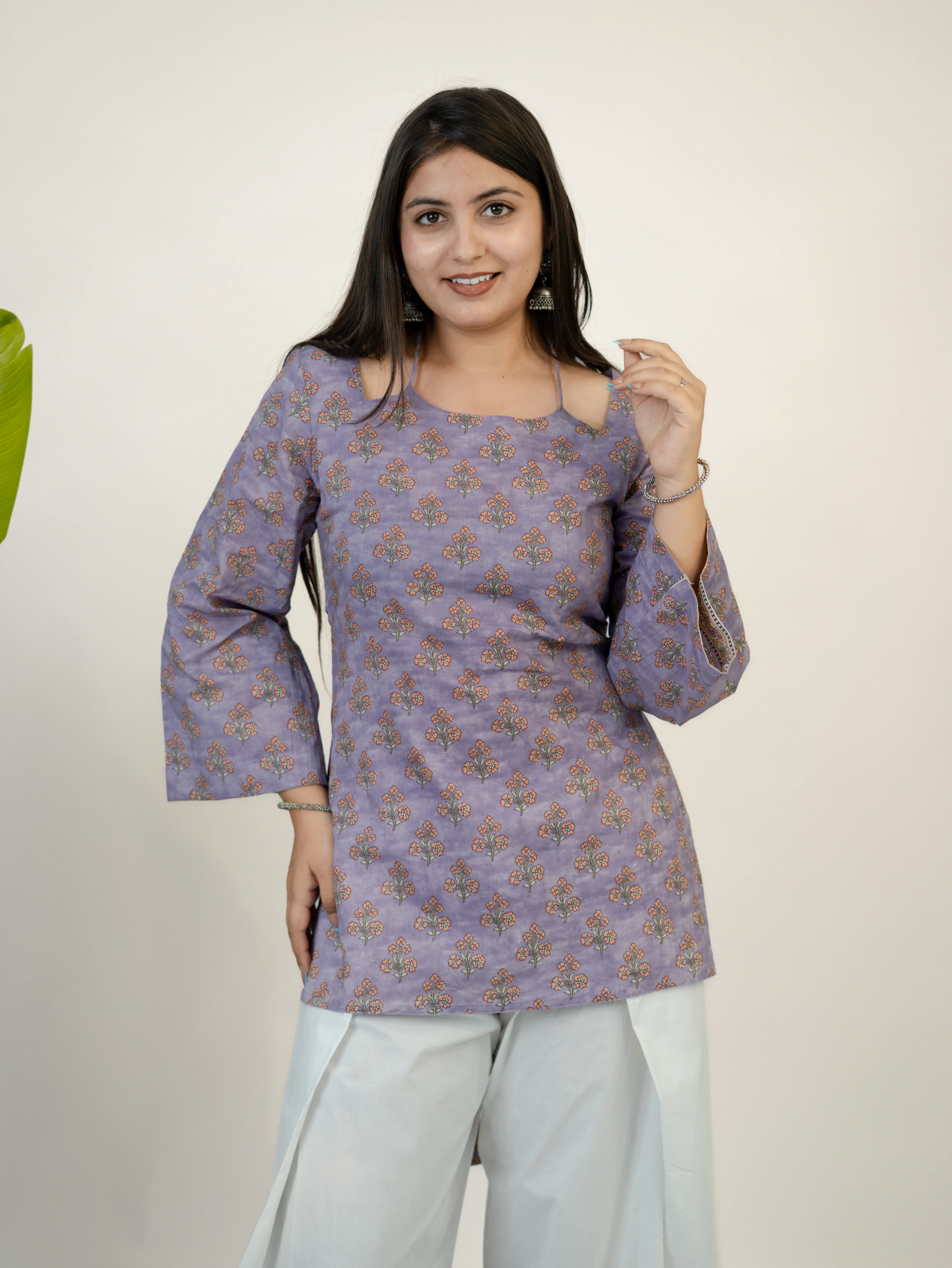 Ziva Lilac Kalamkari Cotton Corset Short Top - Image 7