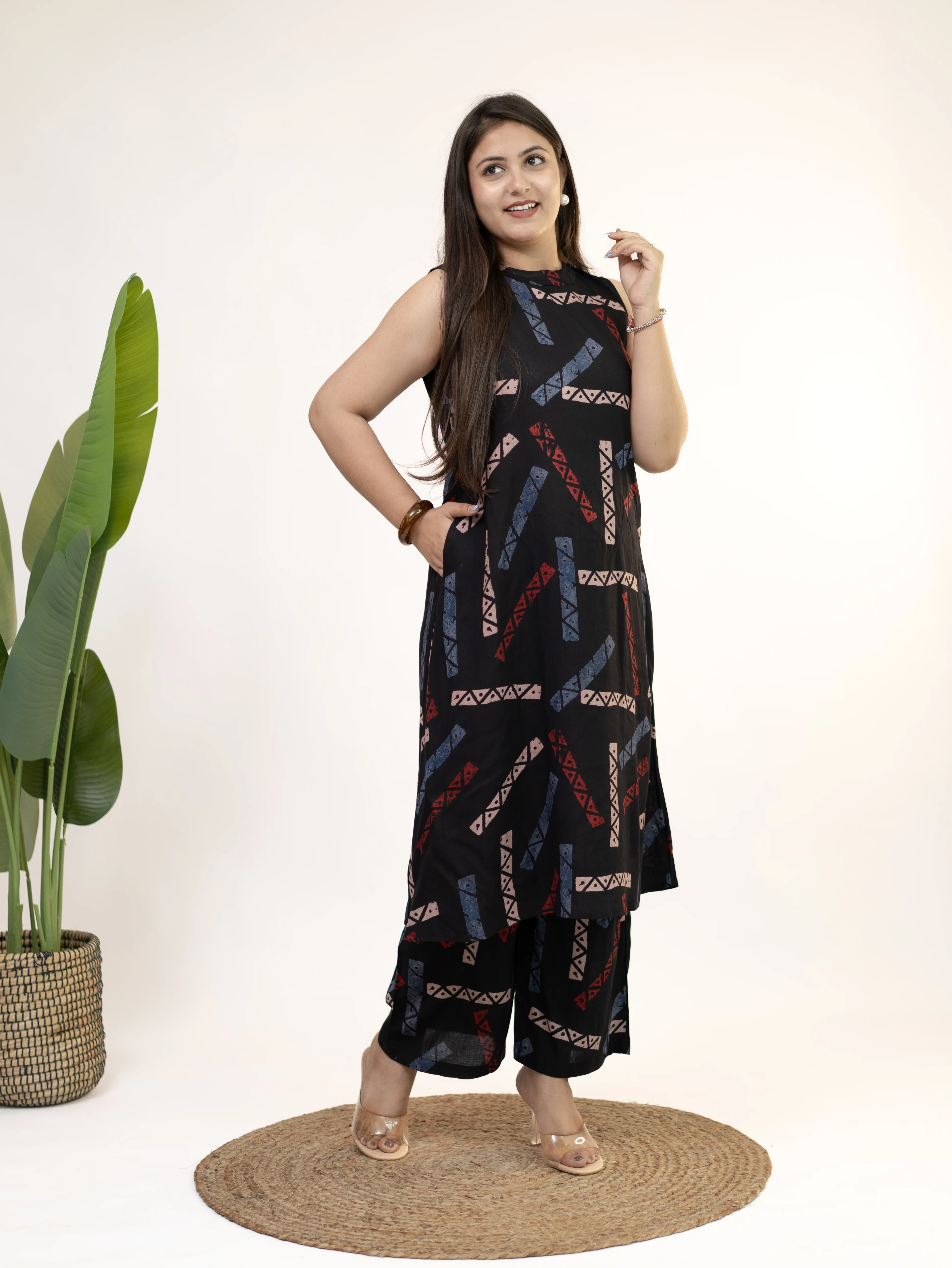 Zohal Black Rayon A-line Coord Set - Image 3