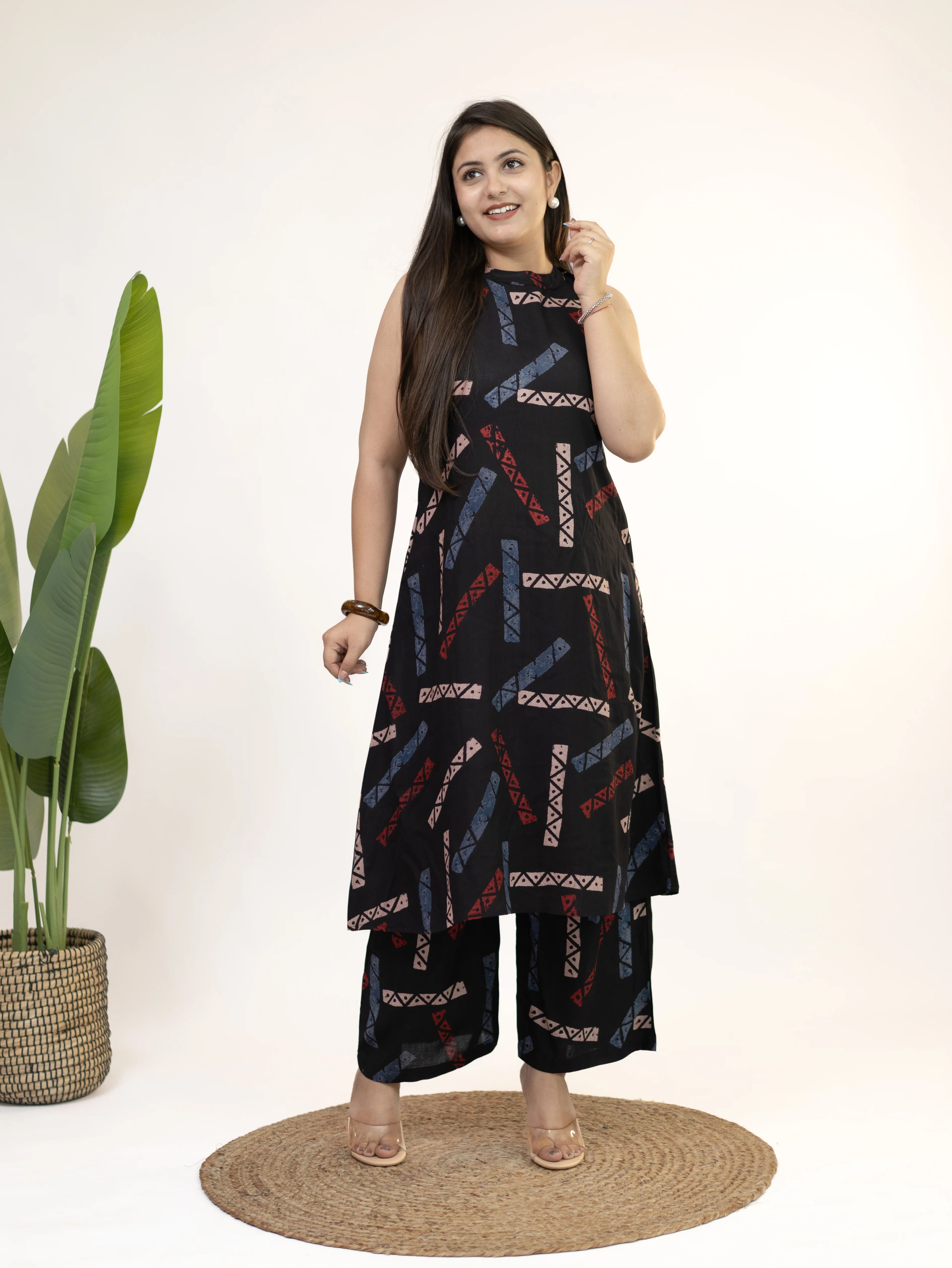 Zohal Black Rayon A-line Coord Set - Image 4