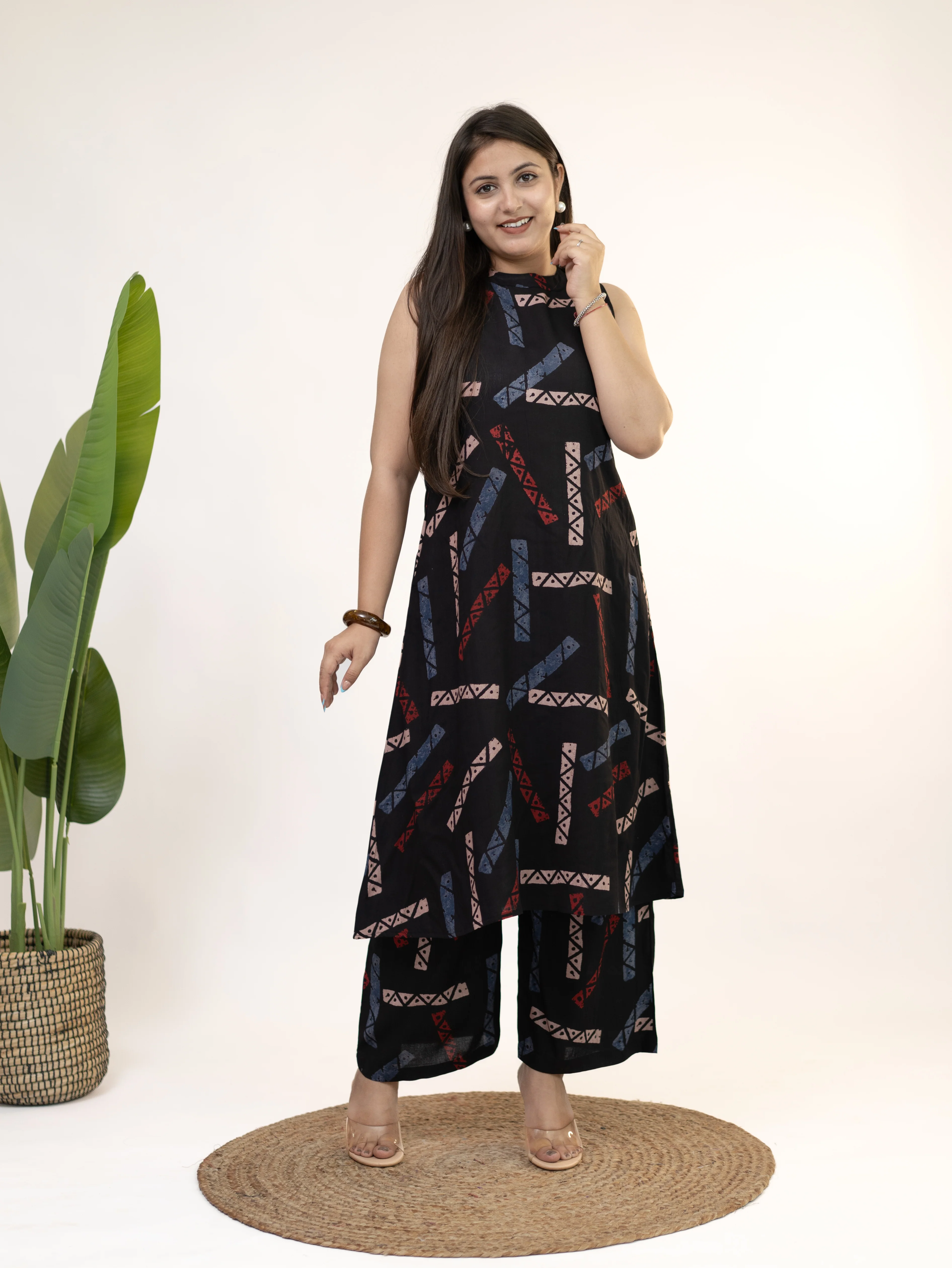 Zohal Black Rayon A-line Coord Set - Image 5