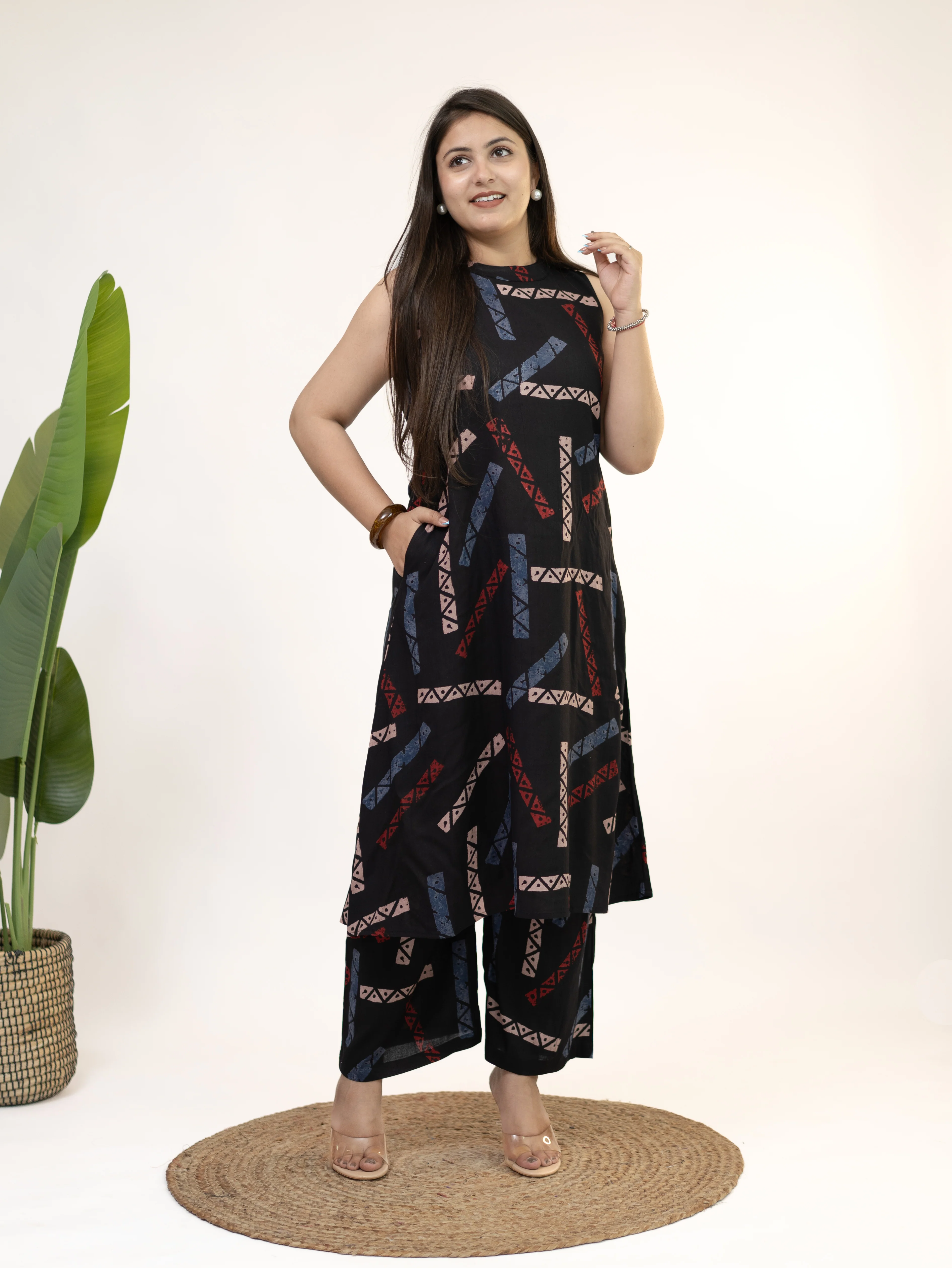 Zohal Black Rayon A-line Coord Set - Image 8