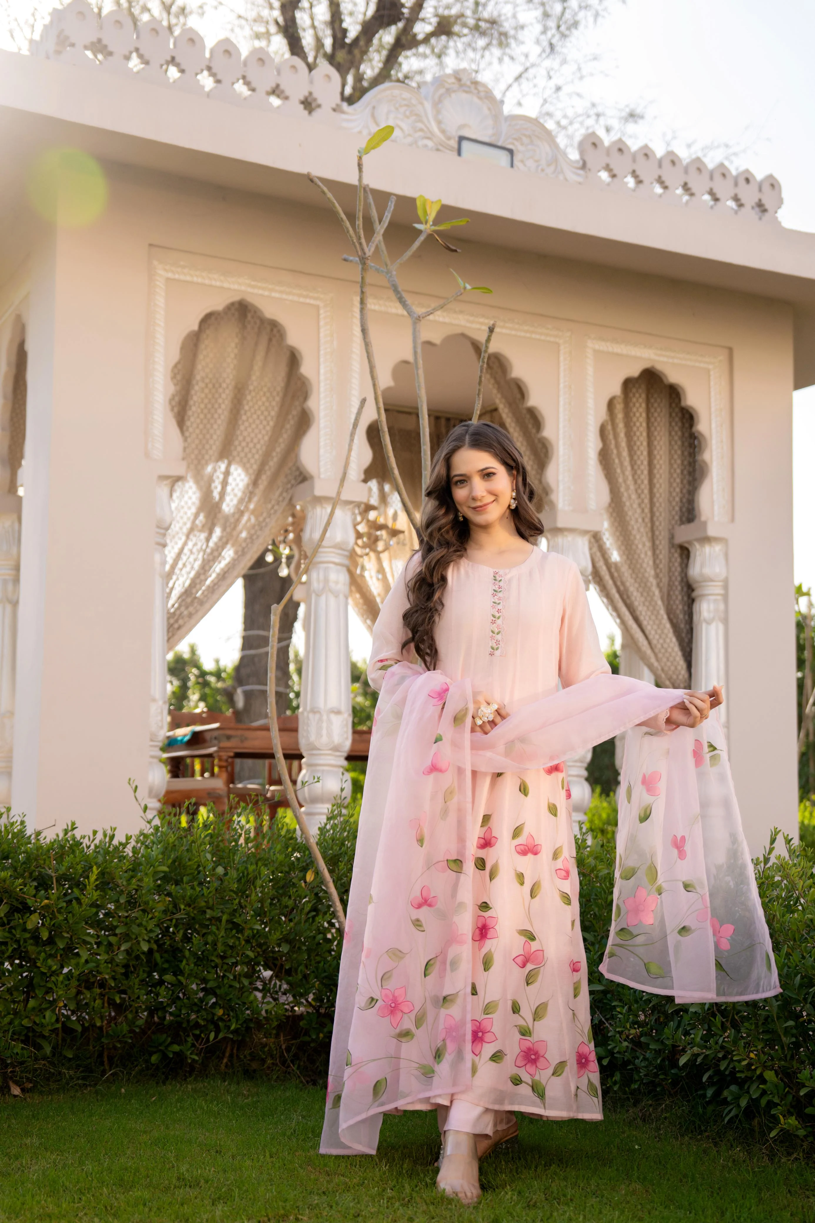 Zola Mul Chanderi HandPainted Anarkali Set - Image 3