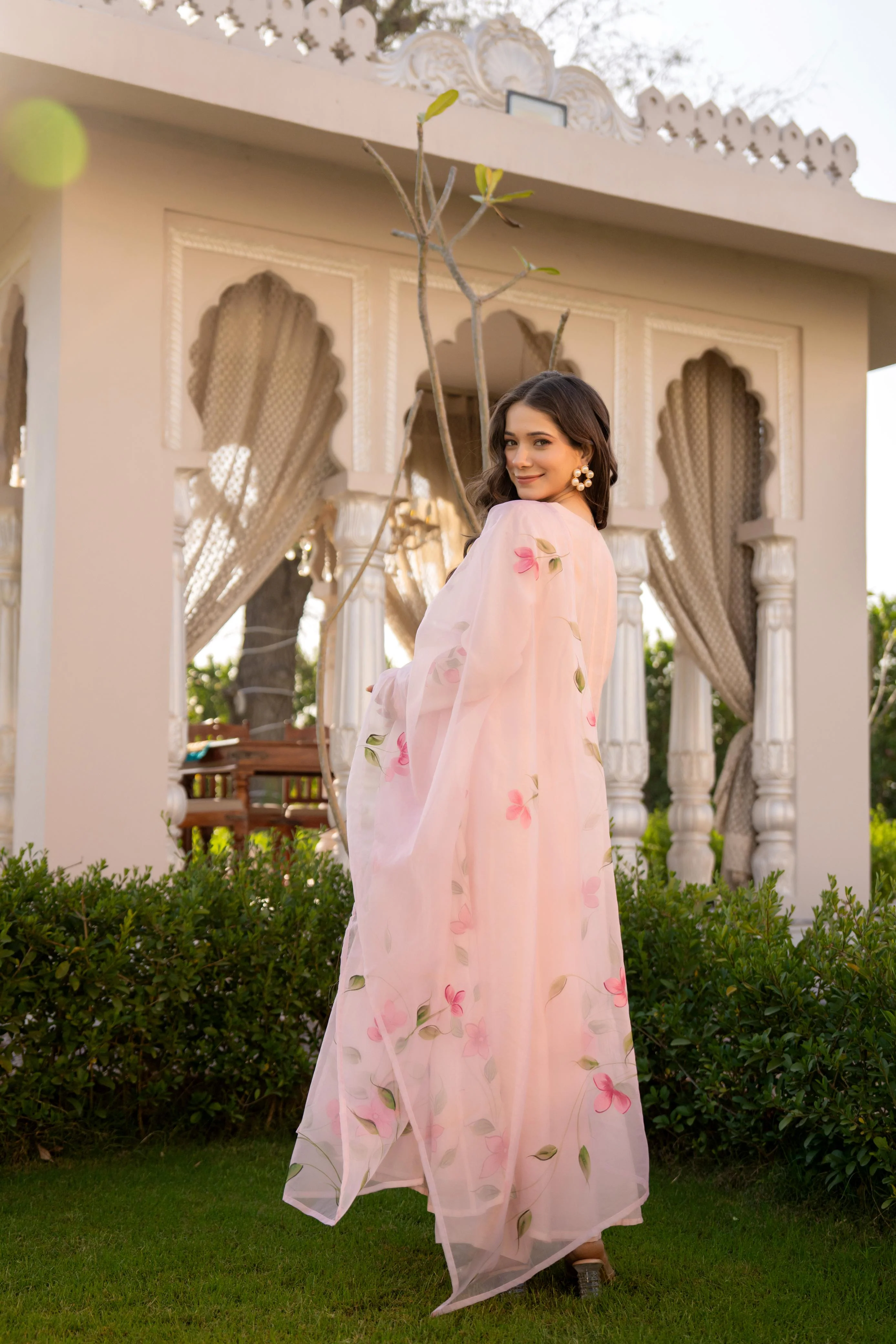 Zola Mul Chanderi HandPainted Anarkali Set - Image 6