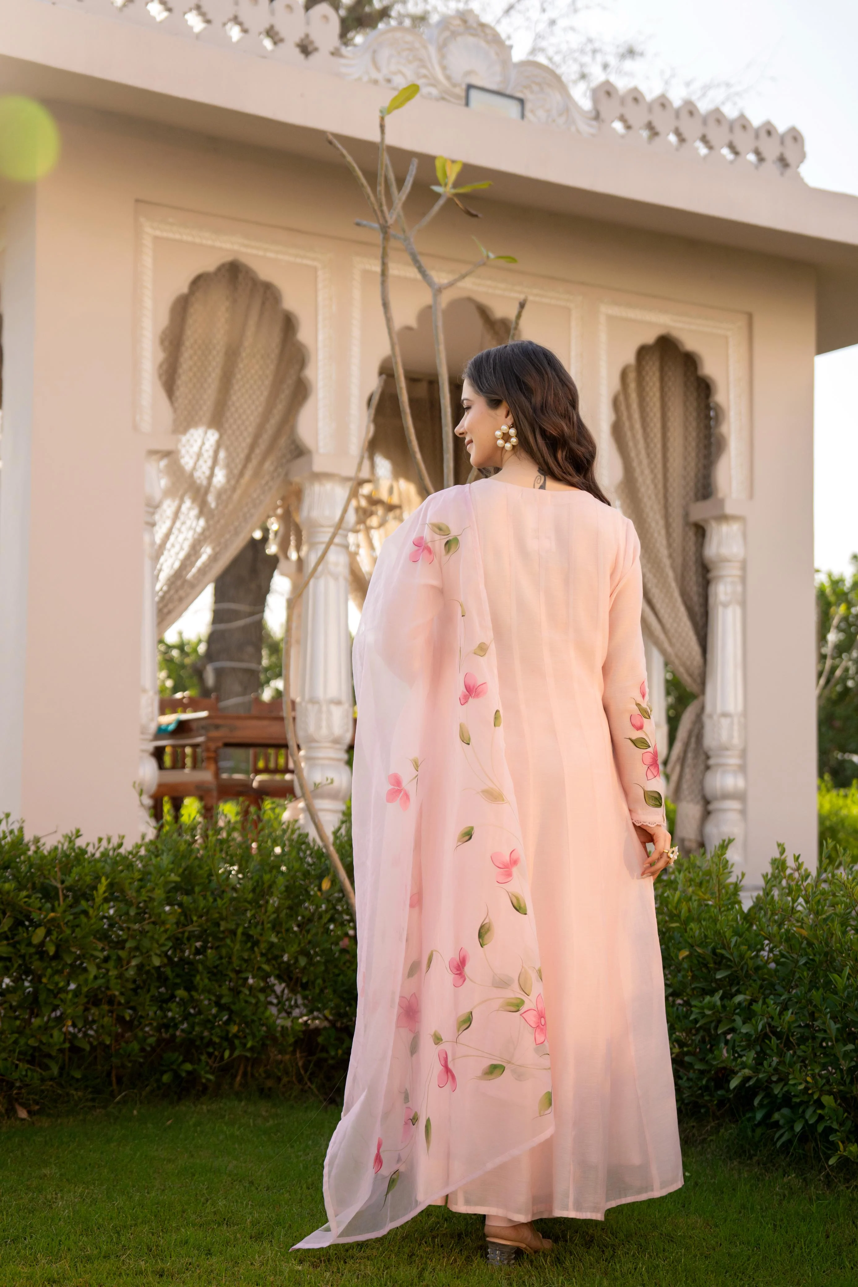 Zola Mul Chanderi HandPainted Anarkali Set - Image 7