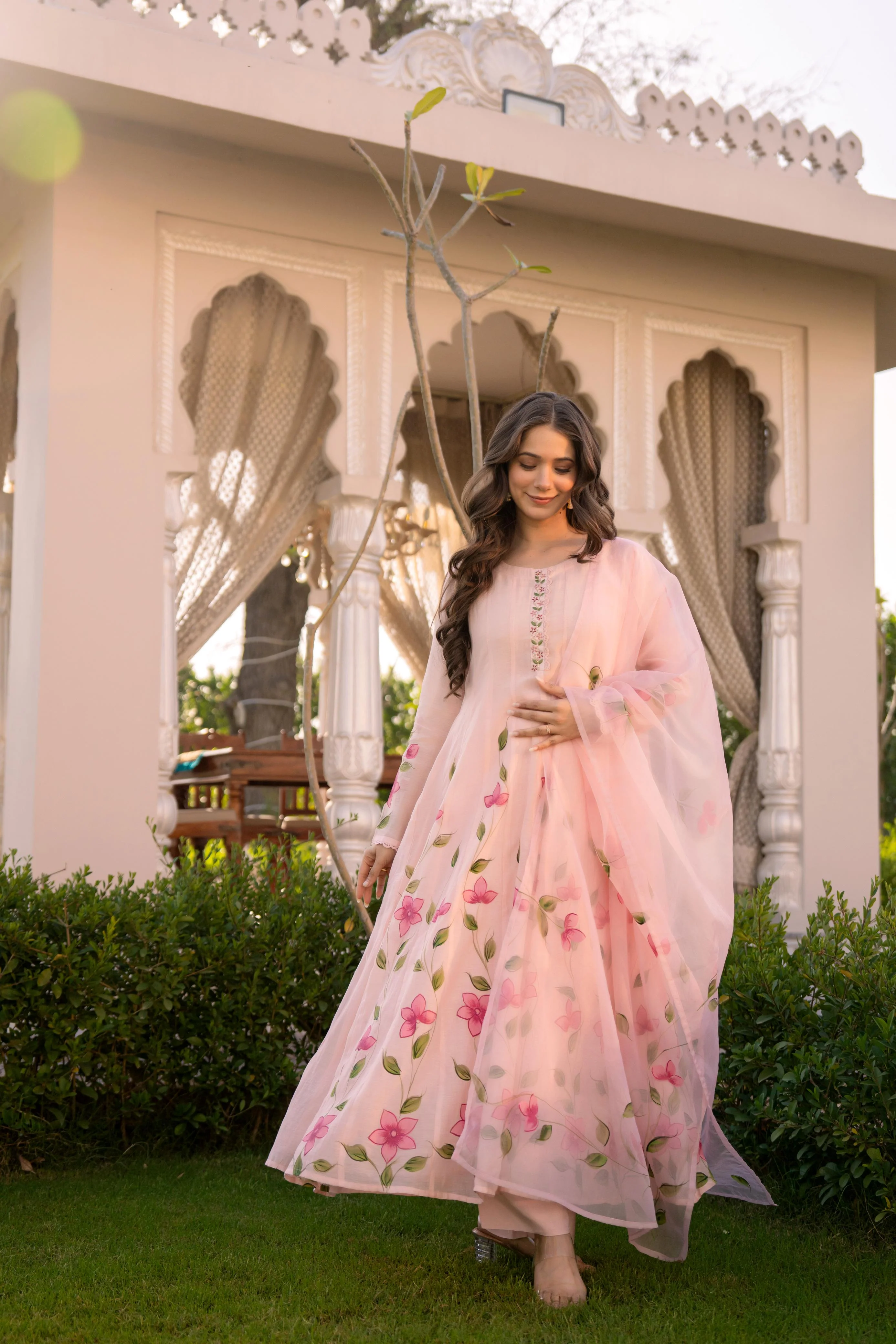 Zola Mul Chanderi HandPainted Anarkali Set - Image 8