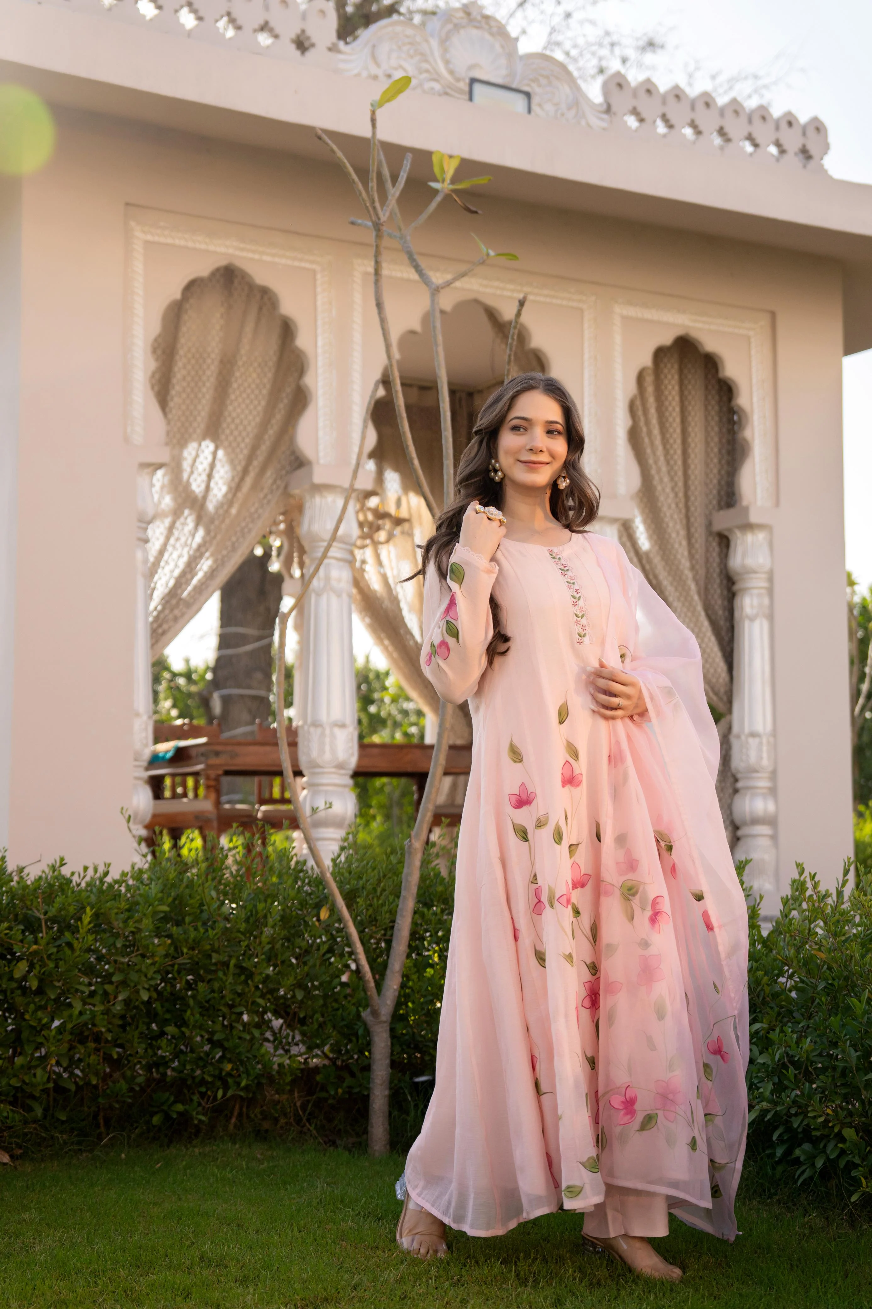 Zola Mul Chanderi HandPainted Anarkali Set - Image 9